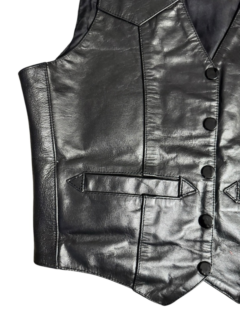 Vintage Z1R Black Leather Riding Vest, Size 6 - Picture 6 of 10